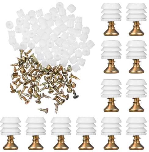 TIESOME 100 Sets Hinge Expansion Dowels with Screws, for Hinges Plastic Dowels Pre-Inserted Nuts Furniture Fittings for Cabinet Cupboard Door Desk Chair Fixings