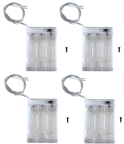 LAMPVPATH (Pack of 4) 3 AA Battery Holder with Switch, 4.5V Battery Holder with Switch, 3X 1.5V AA Battery Holder with Leads and Switch - Transparent