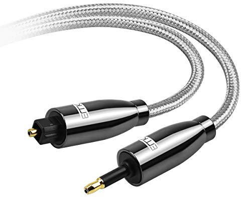 EMK - Cable Toslink a Mini Toslink de 3,5 mm SPDIF óptico de 3,5 mm a adaptador de cable de audio óptico para Home Theater (1M, Óptico Mini Toslink de 3,5MM, Blanco)