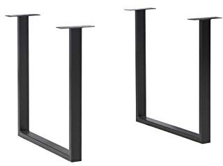 FORTE FUS201-904 Tischsystem, 2-er Set Tischbeine U-förmig, Metall, Schwarz, 71 x 70,3 x 19,2 cm