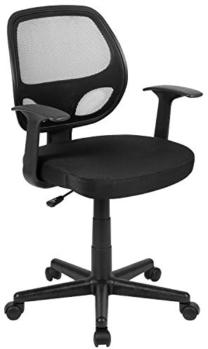 Flash Furniture Bürostuhl mit mittelhoher Rückenlehne – Ergonomischer Schreibtischstuhl mit Armlehnen und Netzstoff – Perfekt für Home Office oder Büro – Schwarz