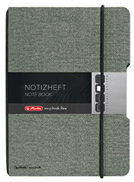 Herlitz 50033706 Notizheft flex Leinen, A5, 40 Blatt punktiert, FSC-Mix, Farbe: grau, 1 Stück