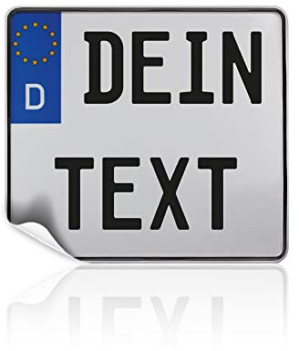 Finest Folia Pegatina Personalizada de matrícula con Texto a Elegir, Adhesivo Decorativo para matrícula, Fabricado en Vinilo, Personalizable para Coche, Moto, camión, Remolque (220 x 200 mm)