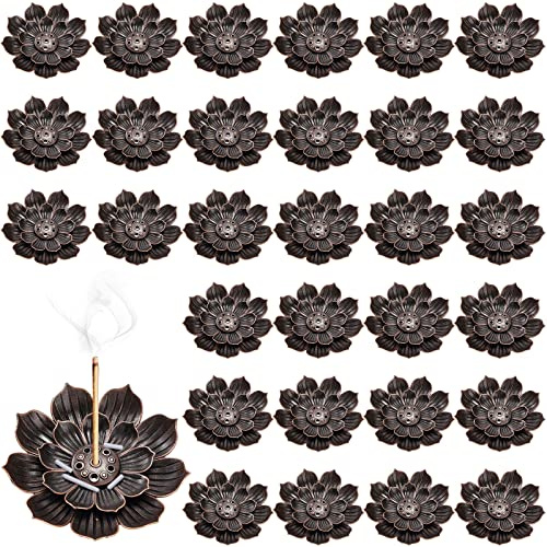 Sumind 30 Pieces Incense Holder Lotus Sticks Incense Burner Cone Burner Ash Catcher for Home Fragrance Decor Yoga SPA Bedroom(Retro)