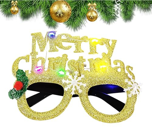 Lunettes lumineuses de Noël, lunettes de soleil avec lumière clignotante, bonne année, lunettes de soleil avec lumière clignotante, lunettes de soleil LED à paillettes pour fête de Noël