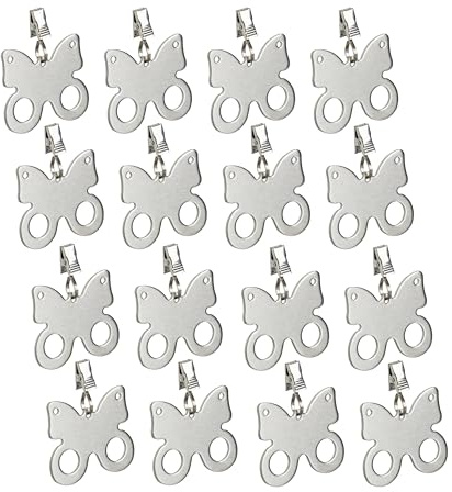 Relaxdays Pesos para Mantel de Mariposa, Set de 16, Plomos para Cortinas, Sujetamanteles, Acero Inoxidable, Plateado, 7,5 x 6,5 x 1 cm