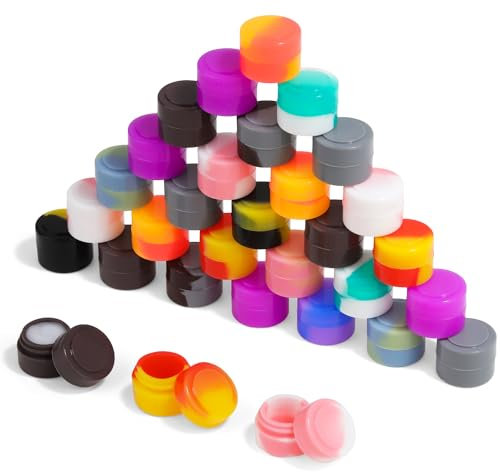Delsen 30 Stück 2ML Silikon Leer Döschen,Antihaft-Wachsbehälter Reise,Rund Silikon Mustertöpfe Set für lippenbalsam, Lotion,Creme,Masken, Mini-Kerzen,Kosmetik