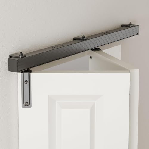 BONIKLUBA 102cm/3.3FT Bifold Schiebetürbeschlag Box Rail Kastenschiene Schiebetüren Schiebetürsystem Komplettset für 2-Faltende Verbundene Türen, Wandhalterung, Keine Tür