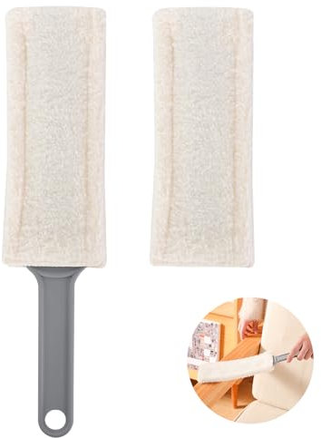 Plumeau Lavable avec Chiffons de Rechange, Microfibres Antistatiques Anti-poussière, Plumeau en Tissu Cachemire Attrape-poussière Doux pour Toutes Les Surfaces (avec 2 tampons)