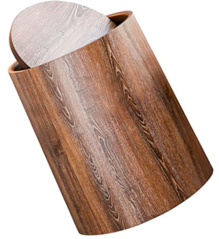 Luxshiny Poubelle De Salle à Manger à Couvercle Basculant Grain De Bois Imitation Capacité Pour Bureau Salon Salle De Bain Et Chambre Ado