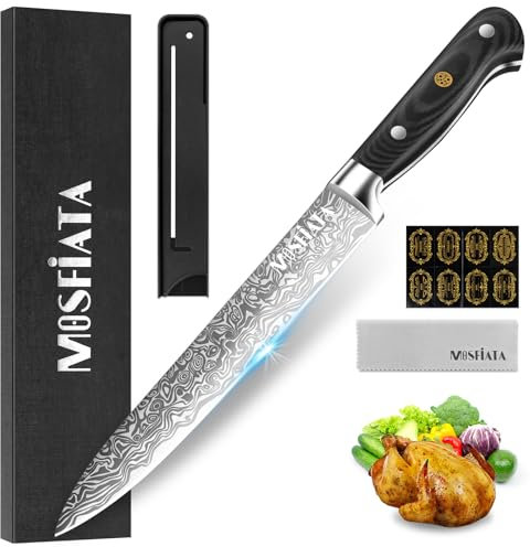MOSFiATA 8 Carving Knife, Ultra Sharp Brisket Slicing Knives, German Stainless Steel with Ergonomic Handle, Meat Cutting Knife for BBQ Turkey, Ham, Meat and Vegetables with Gift Box