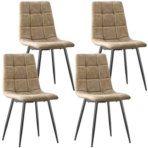 LEWE Sedia Imbottita in Tessuto Tecnico Con Base in Metallo - Schienale Alto per Sala da Pranzo, Soggiorno, Camera da Letto, Cucina, Salotto e Reception