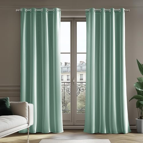 Deconovo 100% Blickdicht Vorhang mit Ösen Samt Vorhänge für vollständige Verdunkelung Schlafzimmer Gardinen Wohnzimmer Velvet Curtains Kälteschutz Thermovorhang, 245x140cm(HöhexBreite), Blau, 2er Set