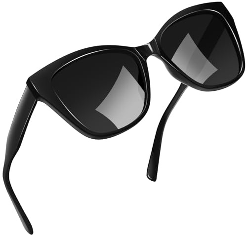 Joopin Black Cateye Acetate Polarized Sunglasses for Women Trendy Cat Eye Sun Glasses UV400 Protection TR90 Ladies Chunky Shades Sunnies