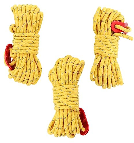 Supvox 4 Mm Dickes Winddichtes Reflektierendes Zeltseil 3er-Pack Reflektierende Abspannleine Für Campingzelt-zubehör