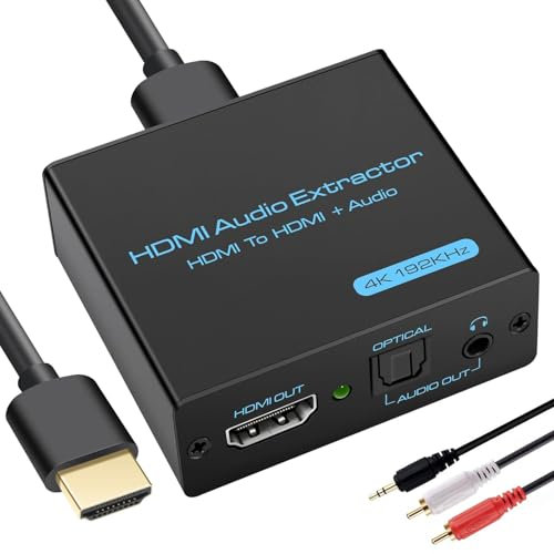 HDMI Audio Extractor 4K x 2K@30Hz Audio Splitter HDMI to Optical SPDIF Toslink + 3.5mm AUX Stereo Splitter Support DTS-HD/Dolby AC3 Compatible for PS5/PS4/PS3/Blu-ray/HDTV