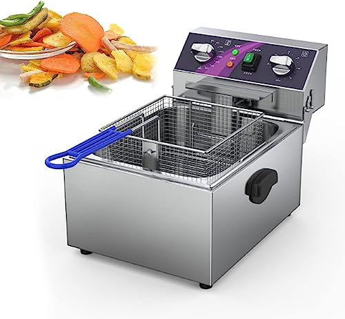 Deep Fryer Tank 10 Litre 20 Litre, Electric Deep Fryer With Basket Stainless Steel Oil Fryer, Stainless Steel Countertop Tank Deep Fryer W/Fryer Basket, For Home Kitchen Restaurant