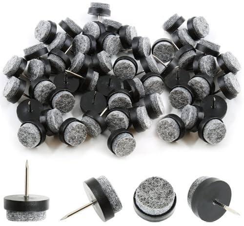 Noaxylic 50 Piezas Protectores Patas Sillas Fieltro, Diámetro 22mm Clavo de Almohadilla de Mueble, Tacos para Patas de Sillas, Deslizadores de Muebles, para Proteger el Suelo, Muebles, Mesas (Negro)