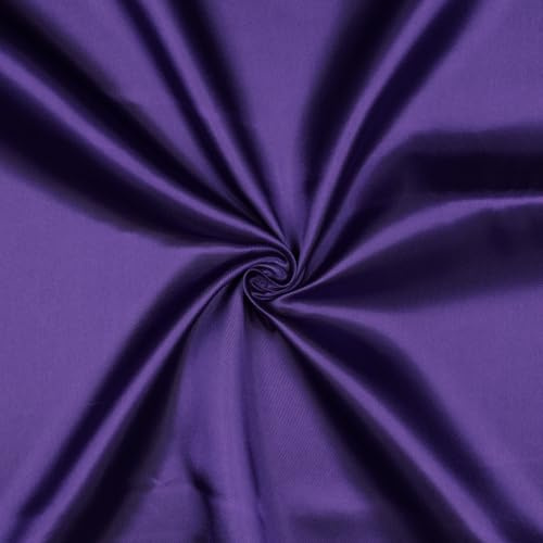 VmG-Store Tela de raso de 2 m x 146 cm, tela de raso no se vende por metros, poliéster sedoso para coser, tela decorativa brillante para ropa, cortinas, disfraces, vestidos de mujer, falda (027 morado