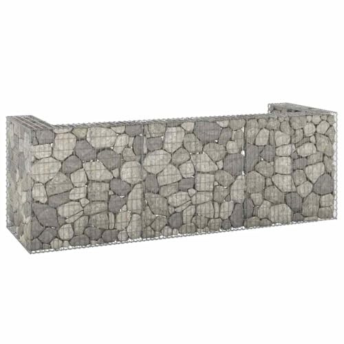 Gabion Wall for Garbage Bins, Galvanized Steel 128x39.4x43.3, Outdoor Storage for Wheelie Bins, Durable Stone Basket