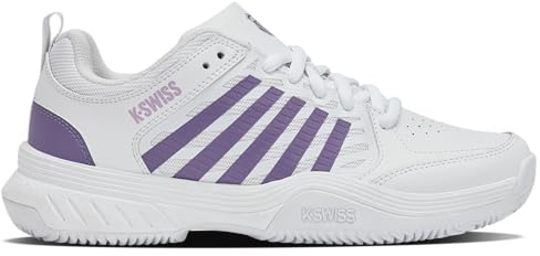 K-Swiss Womens Court Express 2 Clay Tennis Shoe, White Purple Haze Neon Lavender, 6.5 UK