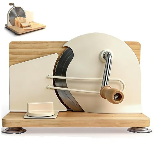 Affettatrice manuale per pasta madre fatta in casa, spessore regolabile da 0 a 2 cm e base pieghevole, scala incisa, guida per il pane a manovella, lama in acciaio inossidabile con ventose