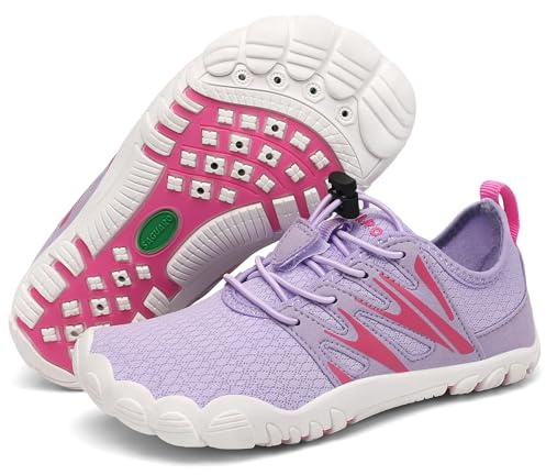 SAGAURO Scarpe da Acqua Barefoot per Bambino | Scarpe da Scoglio Ragazze Ragazzi Traspiranti e ad Asciugatura Rapida per Mare Spiaggia, Piscina e Scogli, Viola 26 EU