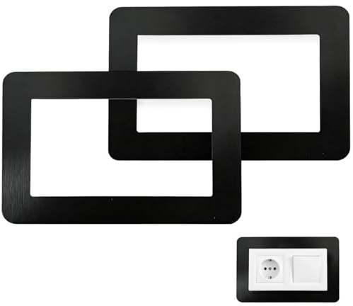 2PCS Black Double Light Switch Surround,Black Matte Acrylic Cover Plates