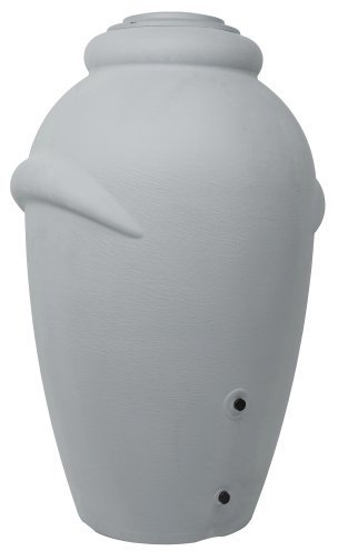 Ondis24 Regentonne Regenfass Regenwassertonne Wasserbehälter Amphore Grau 360L aus stabilem Kunststoff mit 2 Wasserauslässen und mit integriertem Blumenkübel im Deckel