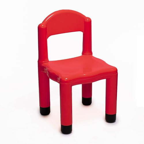 Seggiolina Plastica Rossa per Bambini con Tappo 5x5 cm, Pronta all'uso, Antiscivolo e Resistente, Arredamento per Scuole Materne e Asili