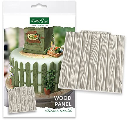 Katy Sue Wood Panel Silicone Mould for Cake Decorating & Crafts - Makes Detailed Textured Wood Grain or Fence Designs, Design Size = 102 x 102 x 3mm (or 4.02 x 4.02 x 0.12 inch)