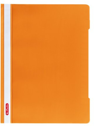 Herlitz 11317120 snabbhäftapparat A4 – kvalitet, polypropylenfolie, 10-pack, glasklar med märkningsremsor, orange