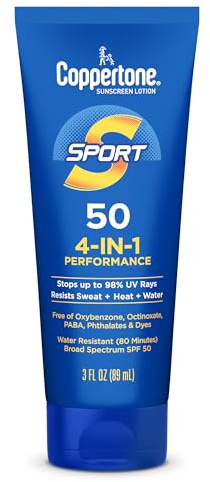 Coppertone SPORT Sunscreen Lotion Broad Spectrum SPF 50 (3 Fluid Ounce) (Packaging may vary)