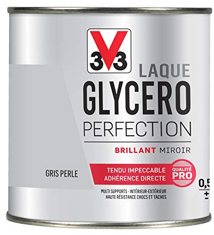 V33 Peinture multi-supports monocouche Laque Glycéro brillant, Gris perle 0,5L