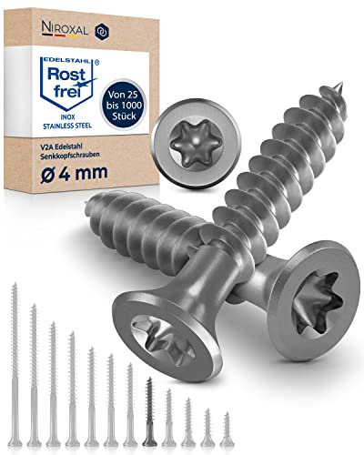 200x Vis à bois tête fraisée en Acier inoxydable Torx V2A vis inox 4x35 pour panneaux d'aggloméré Bois Filetage partiel 4mm fort 35mm long 200 pièce en acier A2