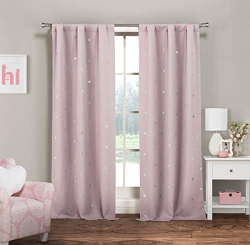 Lala + Bash Rebeccah Metallic Raumverdunkelungsstange, 94 cm, B x 213,4 cm, Lavendel-Silber, 2 Stück, 37 x 84 cm