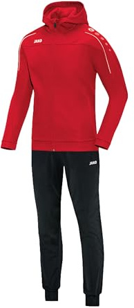 JAKO Trainingsanzug Herren & Damen Polyester Classico mit Kapuze Rot M - Jogginganzug 2-teilig für Sport und Alltag, Jogginghose & Trainingsjacke