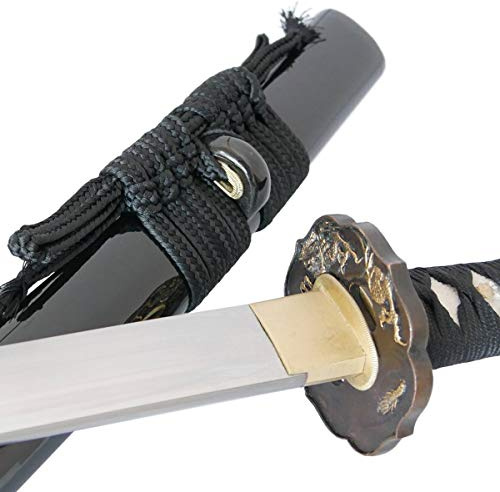 Katana Kuro Tatsu Samuraischwert Metall Klinge aus Federstahl sehr scharf!