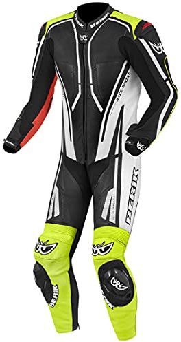 Berik Adria-X Combinaison en cuir de moto one Piece, noir/blanc/rouge/jaune, 50
