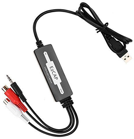 La Tarjeta grabadora de Captura de Audio USB Convierte el Tocadiscos de Vinilo LP/Cinta de Cassette de Audio a MP3/WAV Adaptador convertidor de música Digital, Compatible con XP/Vista/7/8/8.1