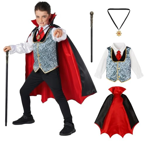Morph Barn Vampyrkostym Pojkar Halloween Utklädnad Dracula Svart Röd Dräkt Maskerad Festklädsel 4-14 År, 3-4 År