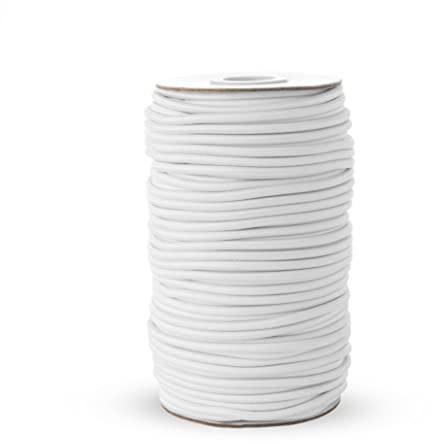 Realm Elastic Cord/Round Hat Elastic Black & White (1mm, 2mm & 3mm) Craft, Jewellery Stringing, Masks, Party Hats (White, 3mm - 20 Metres)