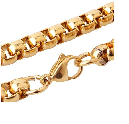 Daesar Gold Kette 60CM Herren ohne Anhänger, Erbskette 5MM Halskette Edelstahl Gold Charms Partnerkette