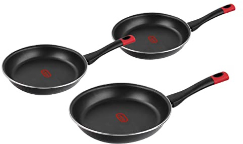 MAGEFESA Kilauea juego de 3 sartenes 18/20/24 cm con revestimiento antiadherente bicapa reforzado con indicador de temperatura Itemp®