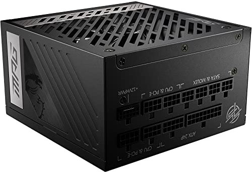 MSI MPG A1000G PCIE5 Power Supply Unit, UK Plug - 1000W, 80 Plus Gold Certified, Fully Modular ATX 3.0, PCIe 5.0 GPU Support, Japanese 105°C Capacitors, 0% RPM Mode, Flat Cables - 10 Year Warranty