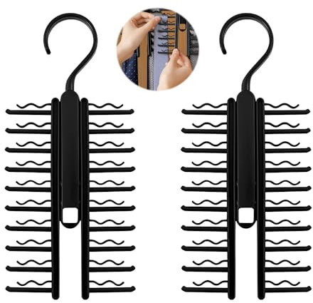 ZSMJAER Portacravatte da Armadio, 2 Pezzi, Porta Cravatte e Cinture da Armadio, Porta Cinture per 20 Cravatte, Gancio è Girevole, Usata per Appendere Cravatte Cinte e Bretelle