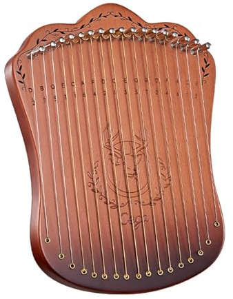fUfIzU 17-Saitige Lyra-Harfe, Tragbares Harfenmusikinstrument Aus Massivem Buchenholz Mit Stimmtasten Für Anfänger Und Erwachsene, Harfe Aus Buchenholz,Braun