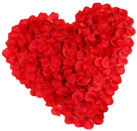 NTRUXZP Petali di Rosa Finti,1000 Pezzi di Petali di Rosa in Seta Artificiale Color Rosso per San Valentino, Fiori per Matrimoni, Coriandoli, Spargimento da Tavola