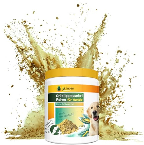 Kräuterland neuseeländischen Grünlippmuschelpulver 250g, 100% pur mit Glycosaminoglykanen, unterstützt die Hüft- und Gelenkfunktion, steigert die Beweglichkeit und Vitalität Ihrer Vierbeiner