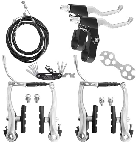 TINGSING Kit de Freins V-Brake Avant et Arrière pour VTT, Ensemble de Câbles Intérieurs et Extérieurs avec Clés Multi-Outils et Étriers pour BMX et Vélo d'Enfant
